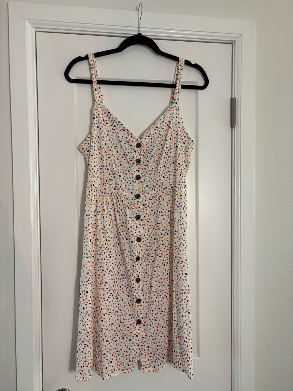 NWT Banana Republic White Multicolor Confetti Button-Front Spring Sun Dress‎
